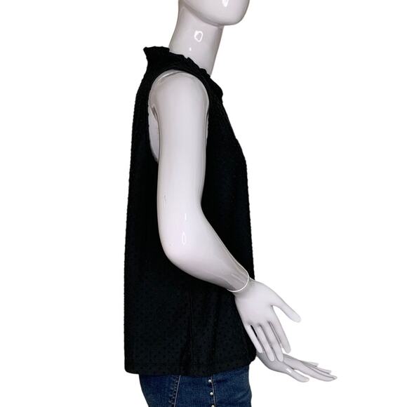 J Crew NWT Blouse Sleeveless Ruffle Neckline Black Size M - Picture 7 of 11